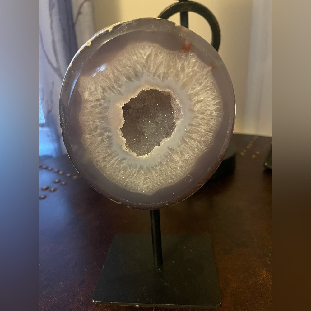Premium Agate Geode Crystal Stone on stand